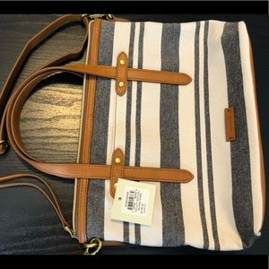 Fossil Felicity Satchel; Neutral stripe purse